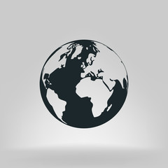 Flat paper cut style icon of globe