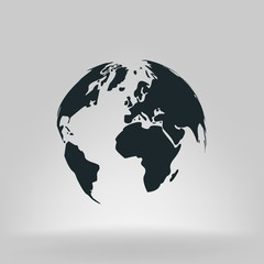 Naklejka premium Flat paper cut style icon of globe