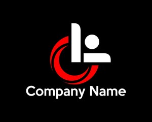 abstract circle logo, L