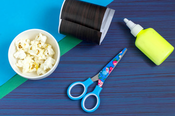 Making card by a child on spring theme. Step 1