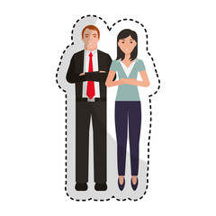 business couple avatars characters icon vector illustration design