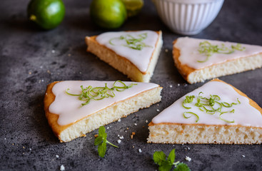 Slices of key lime pie with sugar glaze