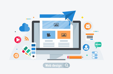 Web design build. Flat modern vector illustration for your design.