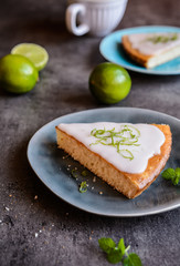 Slices of key lime pie with sugar glaze
