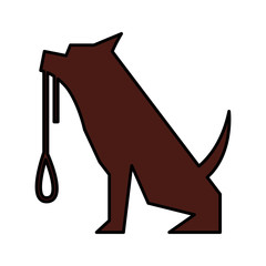 pet dog mascot with necklace silhouette vector illustration design