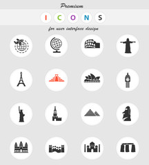 travel and wonders icon set