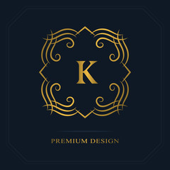 Modern logo design. Geometric initial monogram template. Letter emblem K. Mark of distinction. Universal business sign for brand name, company, business card, badge. Vector illustration