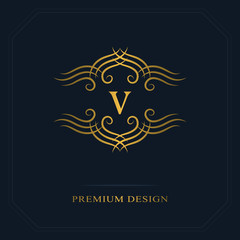 Obraz premium Modern logo design. Geometric initial monogram template. Letter emblem V. Mark of distinction. Universal business sign for brand name, company, business card, badge. Vector illustration