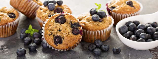 Fototapeta na wymiar Vegan banana blueberry muffins