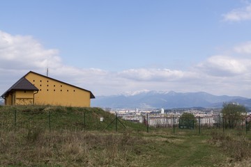 Meadow with the view to the Zilina city. Slovakia