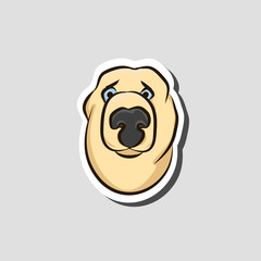 Head of a sad dog, sticker, vector illustration