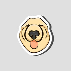 Head funny dog, sticker, vector illustration