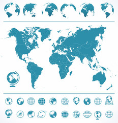 Fototapeta na wymiar World Map and Globes
