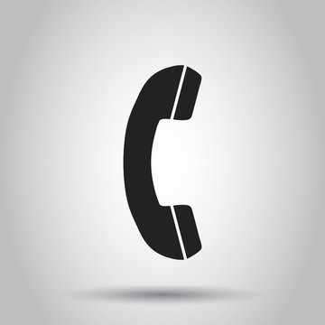 Phone icon vector, contact, support service sign on gray background. Telephone, communication icon in flat style.
