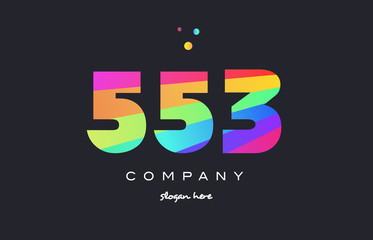 553 colored rainbow creative number digit numeral logo icon