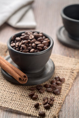 Cup full of coffee beans