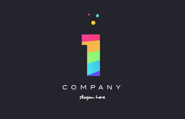 1 one colored rainbow creative number digit numeral logo icon