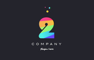 2 two colored rainbow creative number digit numeral logo icon