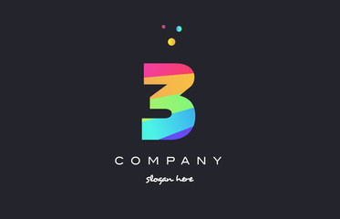 3 three colored rainbow creative number digit numeral logo icon