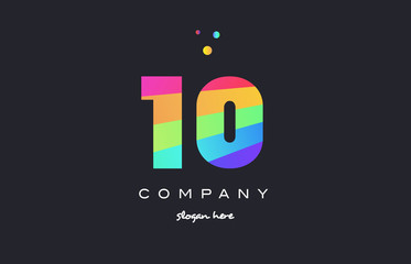 10 ten colored rainbow creative number digit numeral logo icon