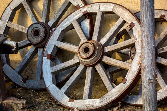 old wooden wheels