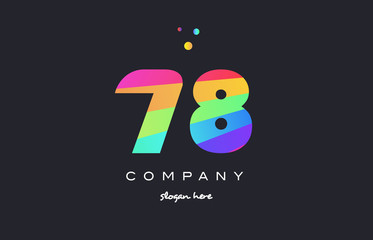 78 seventy eight colored rainbow creative number digit numeral logo icon