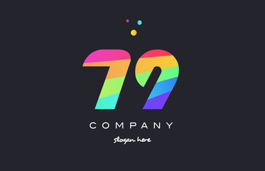 Fototapeta na wymiar 79 seventy nine colored rainbow creative number digit numeral logo icon
