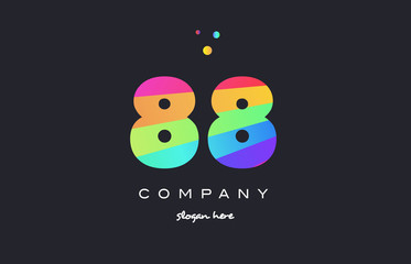 88 eighty eight colored rainbow creative number digit numeral logo icon