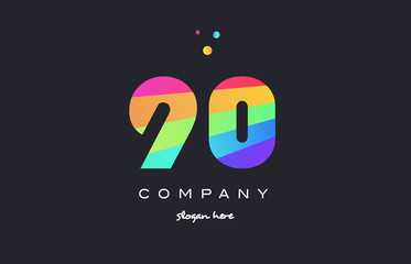 90 ninety colored rainbow creative number digit numeral logo icon