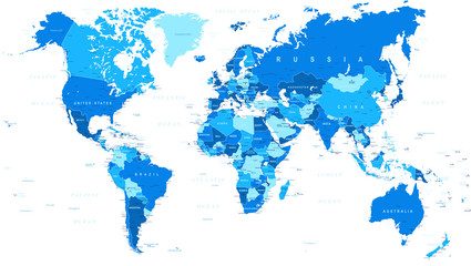 Fototapeta na wymiar Blue World Map
