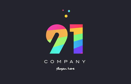 91 ninety one colored rainbow creative number digit numeral logo icon