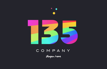 135 colored rainbow creative number digit numeral logo icon