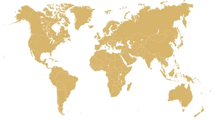 Afwasbaar Fotobehang Wereldkaart Gouden wereldkaart