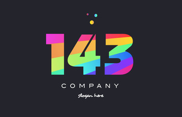 143 colored rainbow creative number digit numeral logo icon