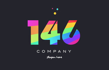 146 colored rainbow creative number digit numeral logo icon