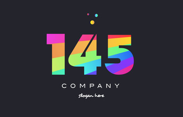 145 colored rainbow creative number digit numeral logo icon