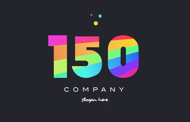 150 colored rainbow creative number digit numeral logo icon