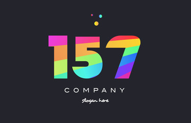 Fototapeta na wymiar 157 colored rainbow creative number digit numeral logo icon