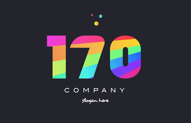 Fototapeta na wymiar 170 colored rainbow creative number digit numeral logo icon