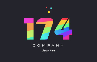 174 colored rainbow creative number digit numeral logo icon