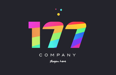 177 colored rainbow creative number digit numeral logo icon
