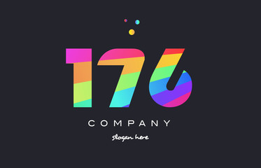 176 colored rainbow creative number digit numeral logo icon