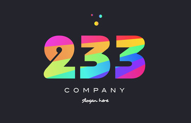233 colored rainbow creative number digit numeral logo icon