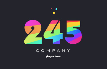245 colored rainbow creative number digit numeral logo icon