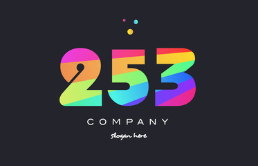 253 colored rainbow creative number digit numeral logo icon