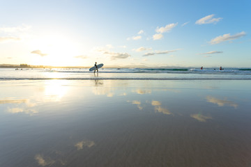 Sunset at one of Byron Bay's popular surfing locations The Pass