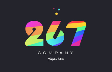 267 colored rainbow creative number digit numeral logo icon