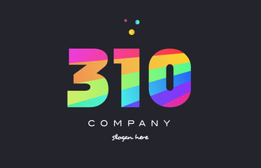310 colored rainbow creative number digit numeral logo icon