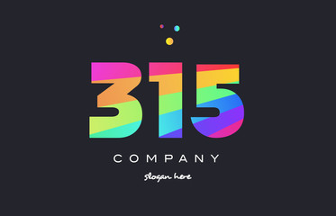 315 colored rainbow creative number digit numeral logo icon