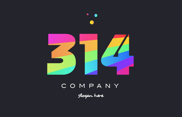 314 colored rainbow creative number digit numeral logo icon
